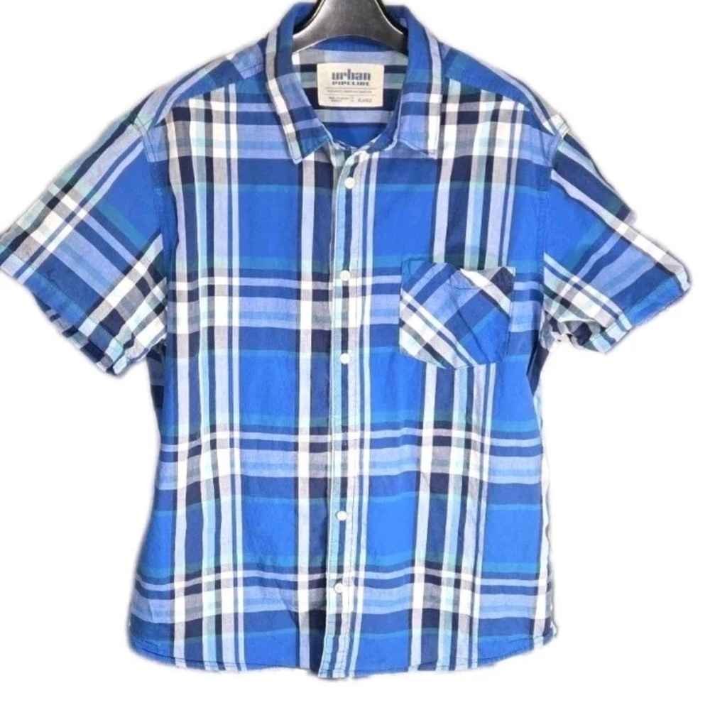 Urban Pipeline Blue Plaid Men's Shirt